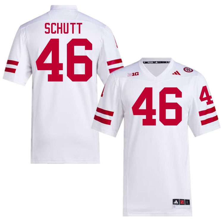 Men #46 Connor Schutt Nebraska Cornhuskers College Football Jerseys Stitched Sale-White